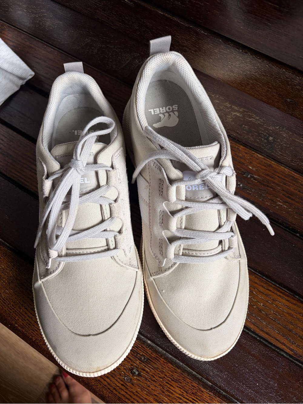 Sorel Women's Out and About Light Beige Lace-Up Sneakers Size 10